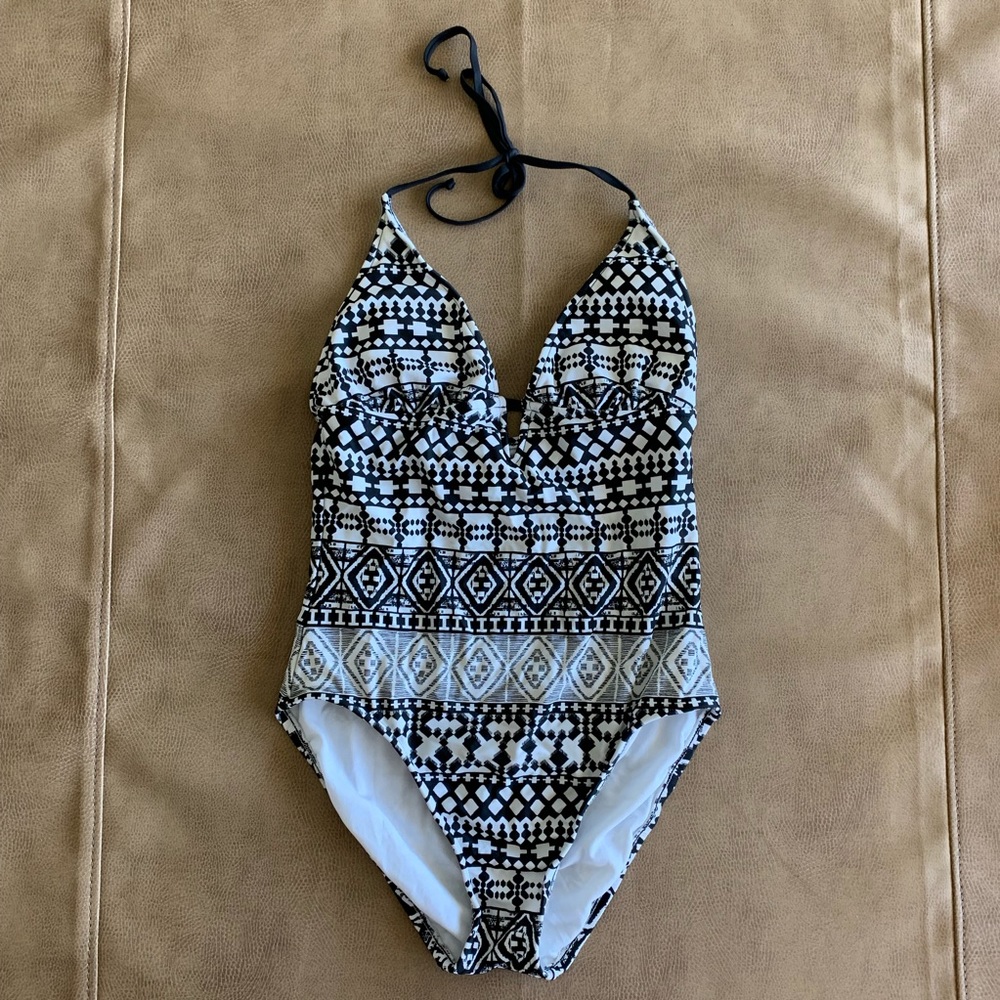 Mossimo Black White Tribal Print Swimsuit Sz. S